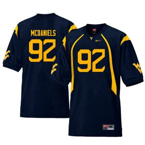 Men's West Virginia Mountaineers NCAA #92 Dalton McDaniels Navy Authentic Nike Throwback Stitched College Football Jersey XI15E01DQ